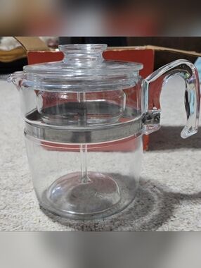 Vintage Pyrex 7759 9 Cup Glass Percolator- Complete With Box